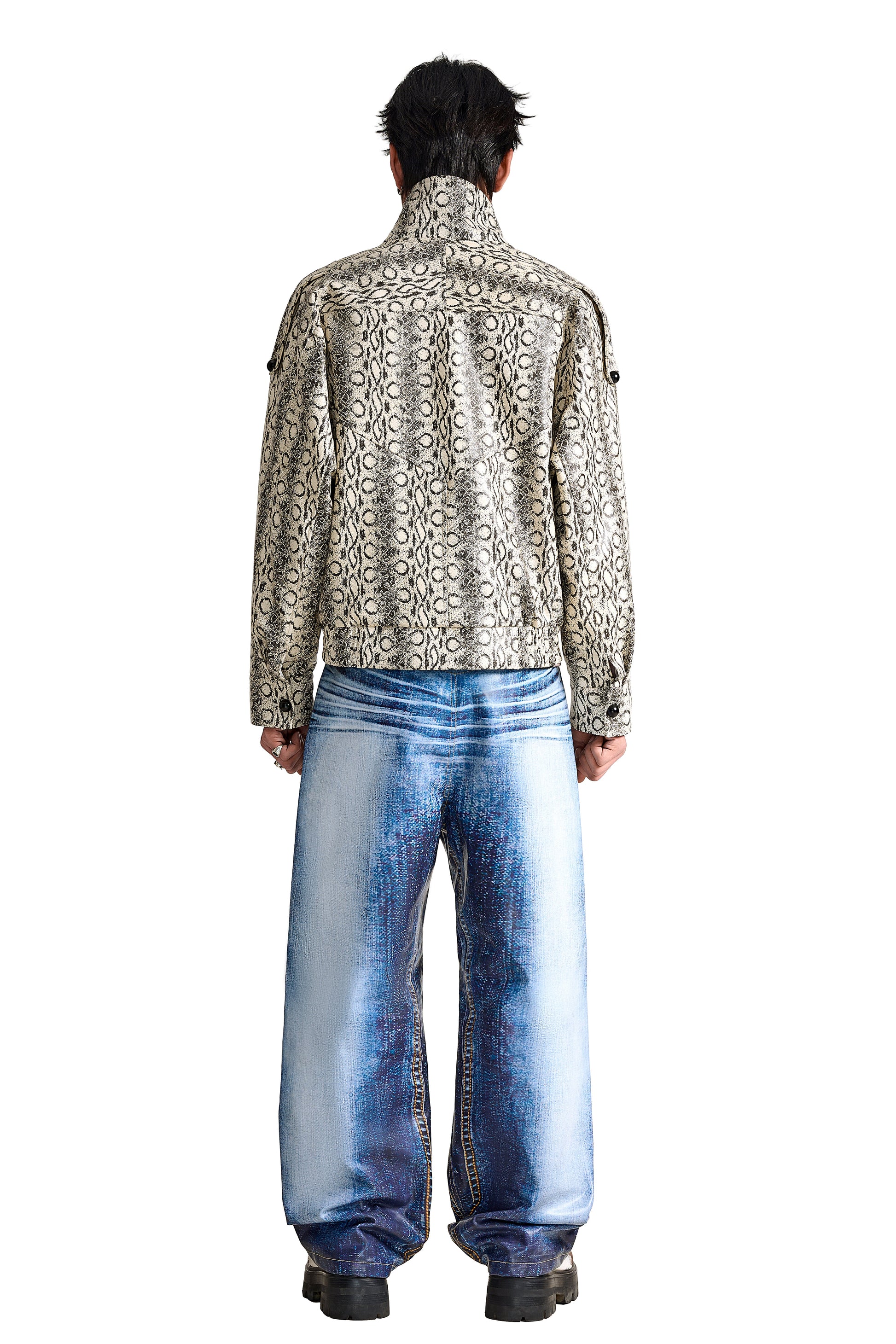 The Viper Commander Faux Leather Jacket | Snake Print Structured Streetwear
