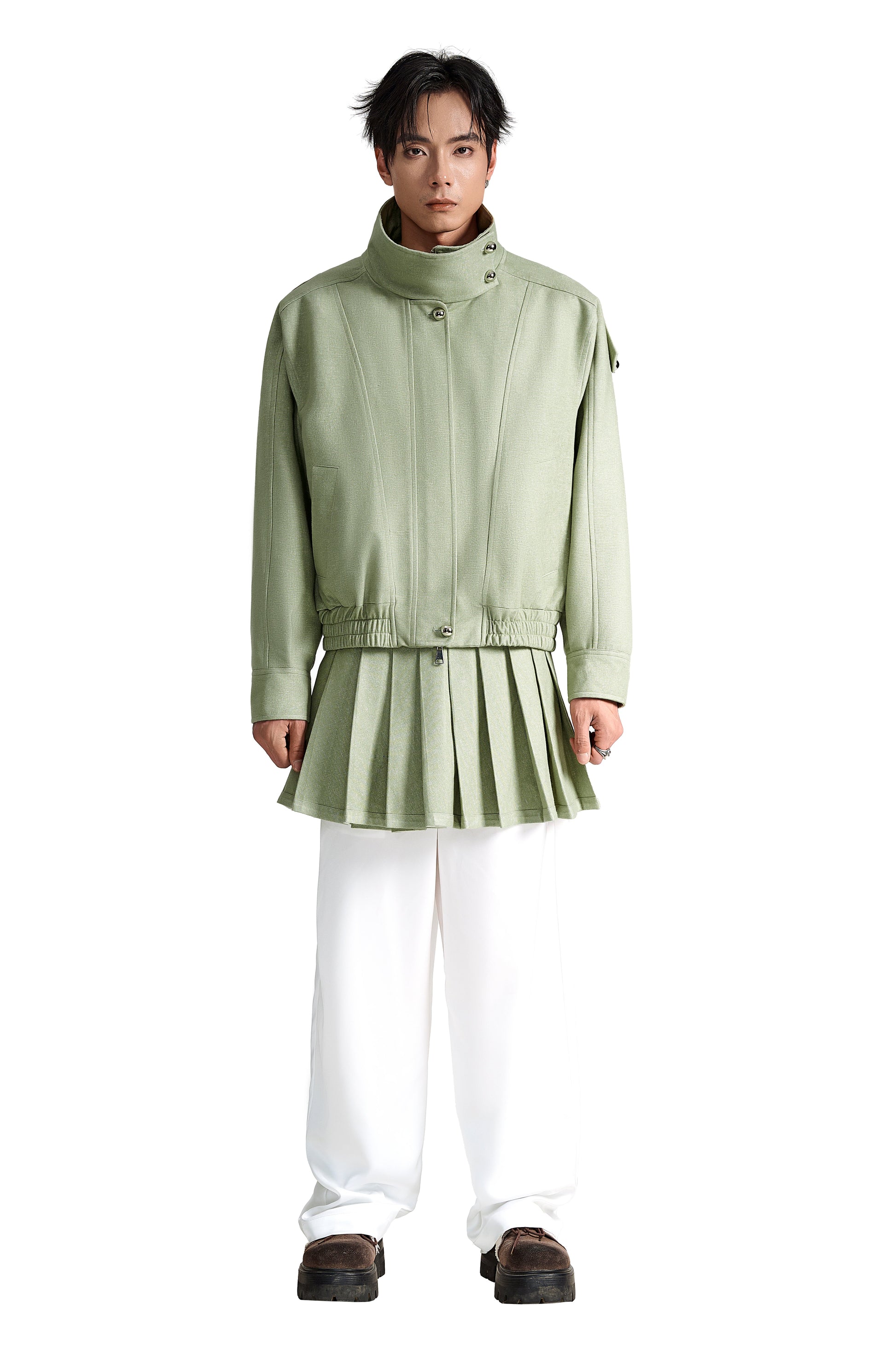 The Polyurethane Jacket | Structured High-Collar Contemporary Streetwear