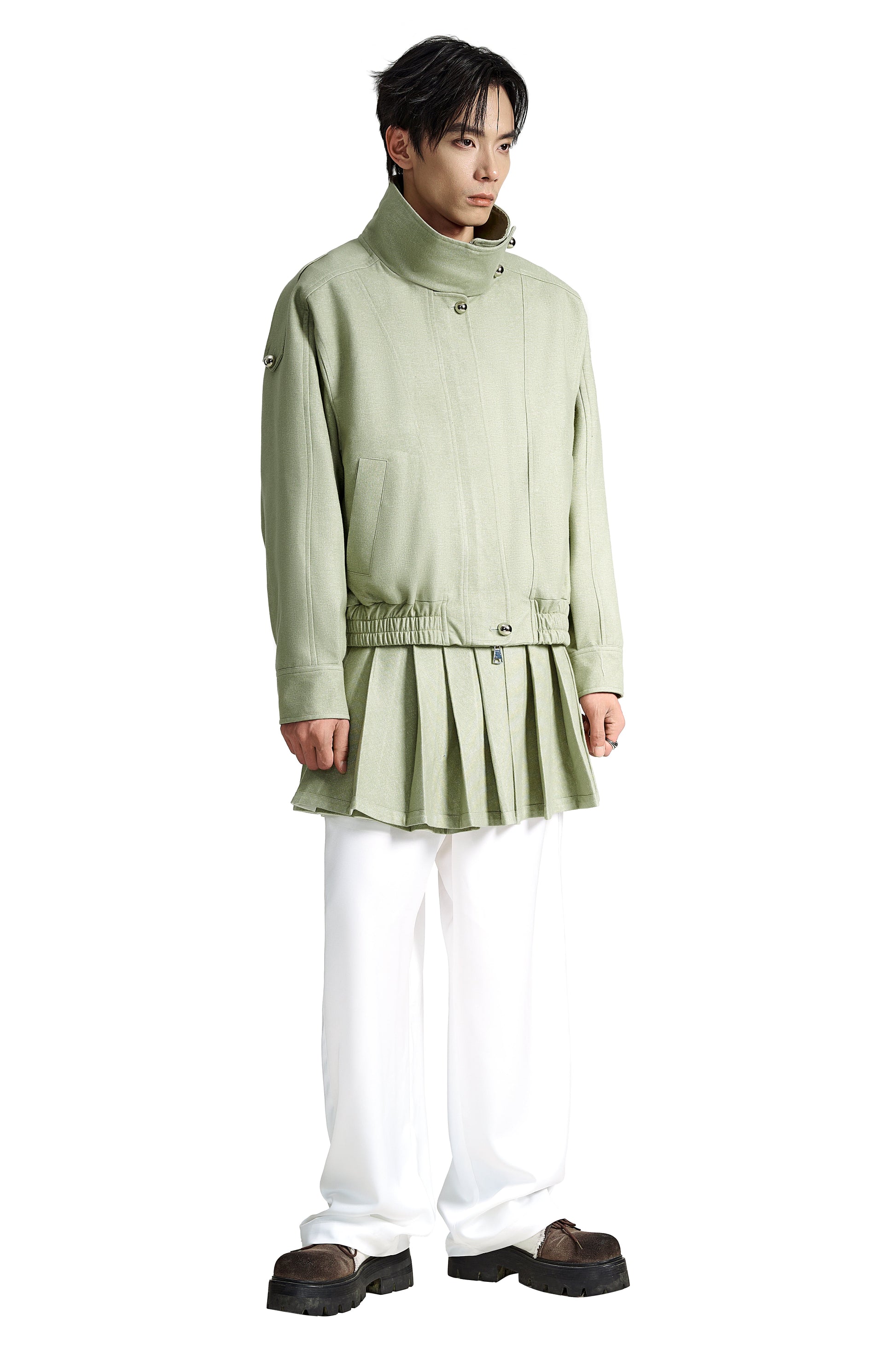 The Polyurethane Jacket | Structured High-Collar Contemporary Streetwear
