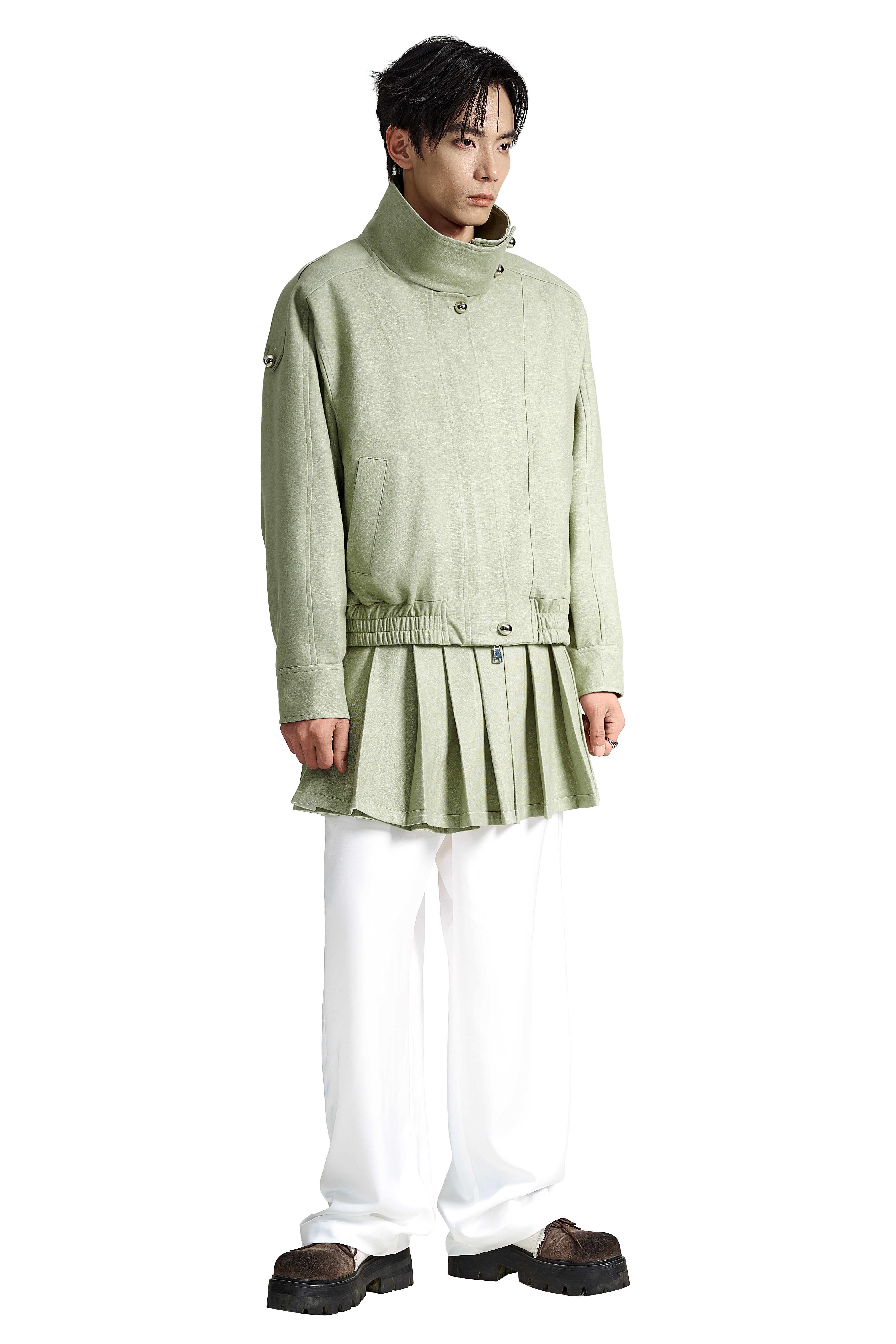 The Polyurethane Jacket | Structured High-Collar Contemporary Streetwear