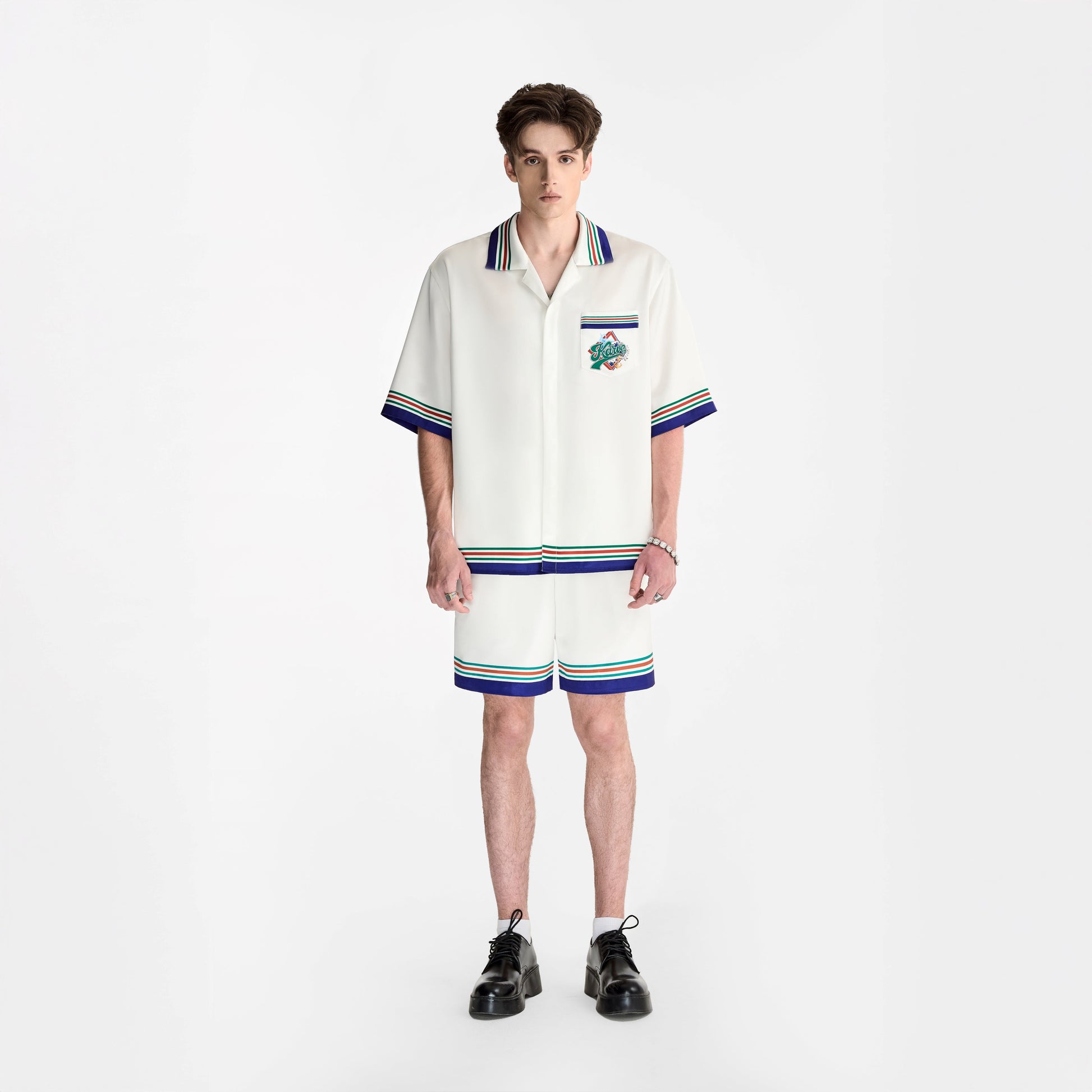 Seabound Silk Shirt | Printed Silk Taffeta Short Sleeve Streetwear