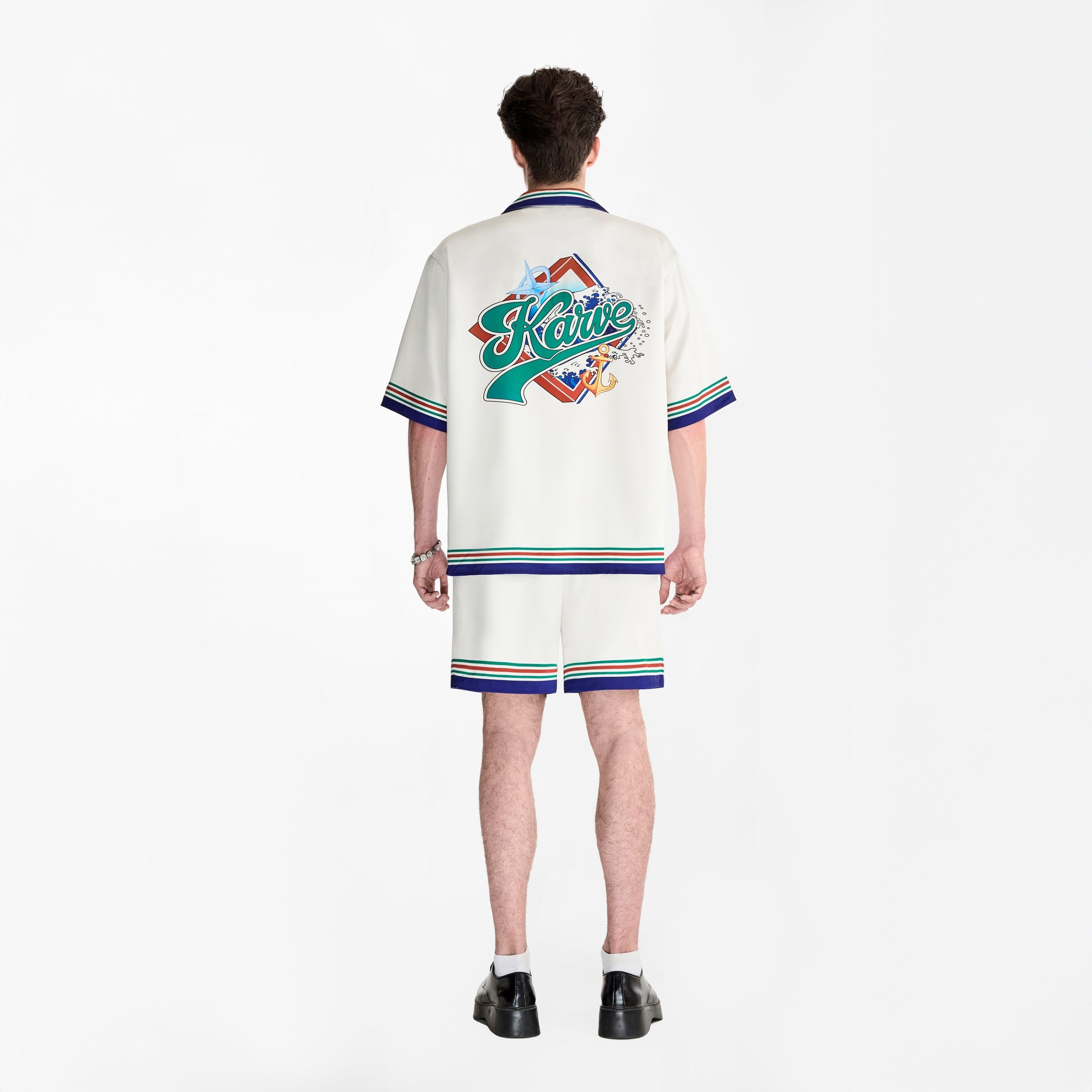 Seabound Silk Shirt | Printed Silk Taffeta Short Sleeve Streetwear