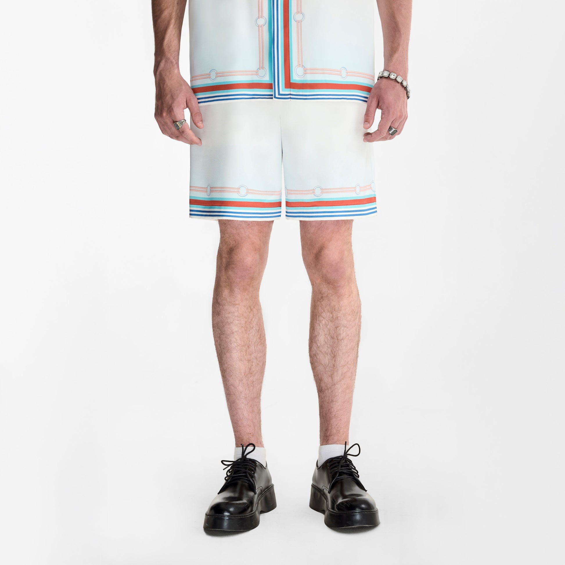 Echolight Silk Shorts | Premium Printed Silk Taffeta Ocean Opulence Lighthouse