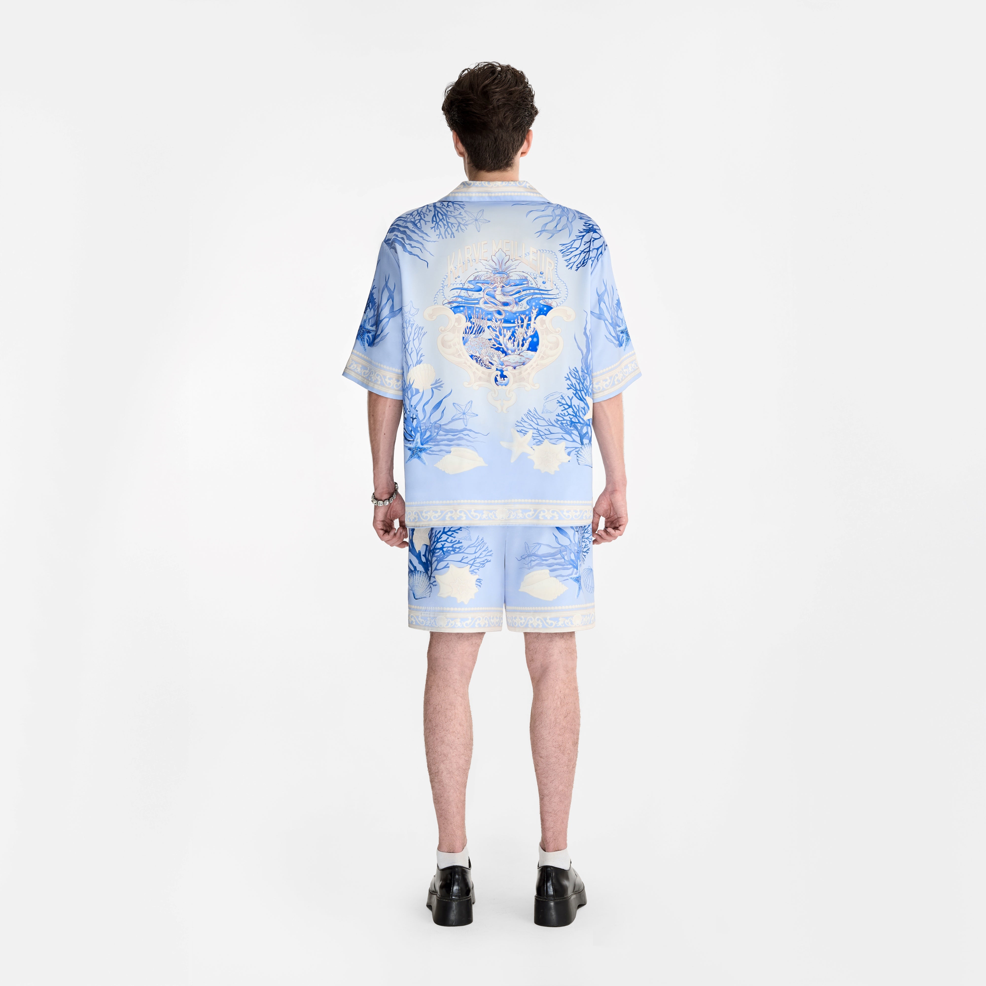 Rococo Coraline Blue Silk Shorts | Premium Printed Silk Refined Streetstyle Mermaid