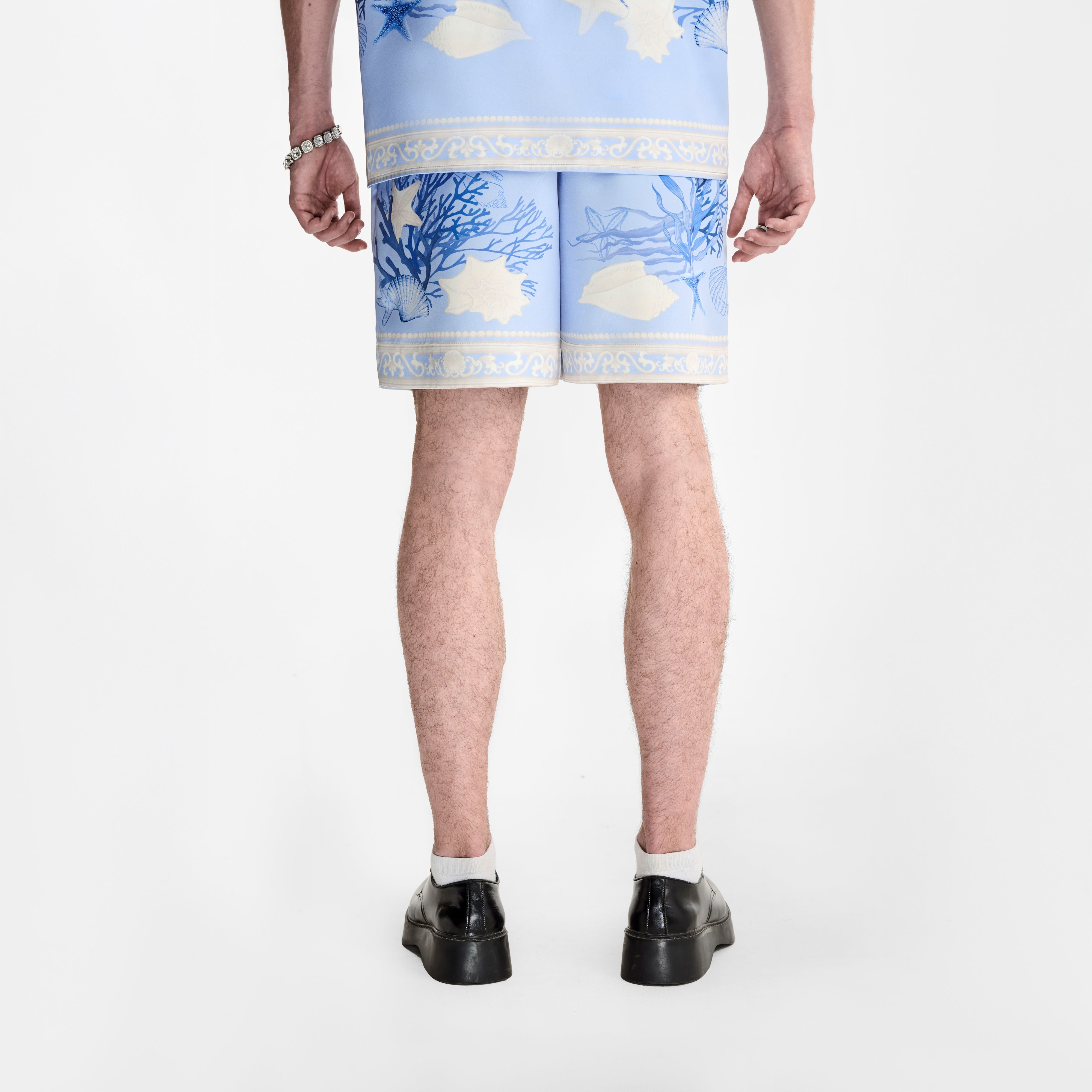 Rococo Coraline Blue Silk Shorts | Premium Printed Silk Refined Streetstyle Mermaid