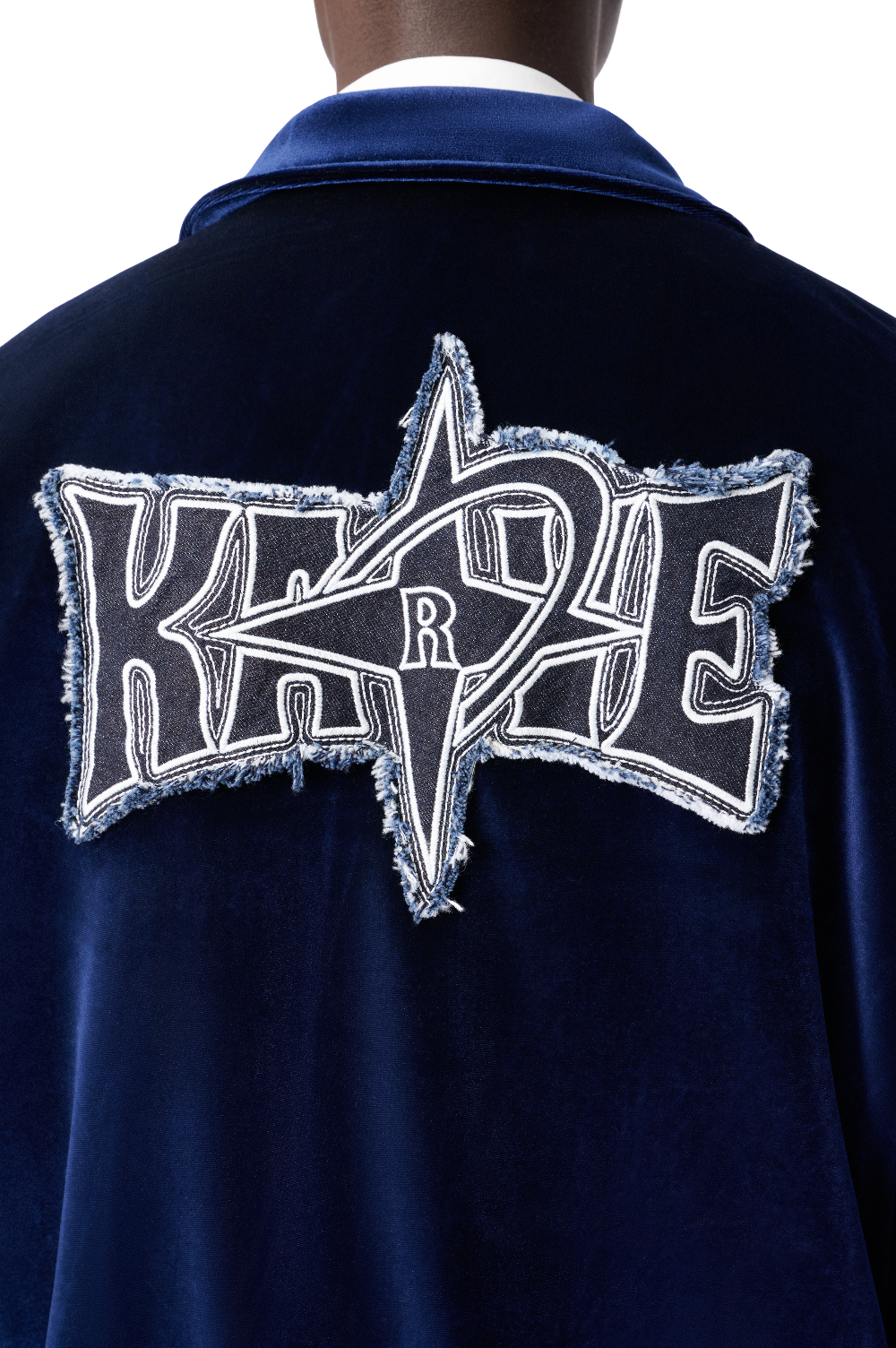 Royal Navy Velvet Jacket | Embroidered Star Graphic Streetstyle