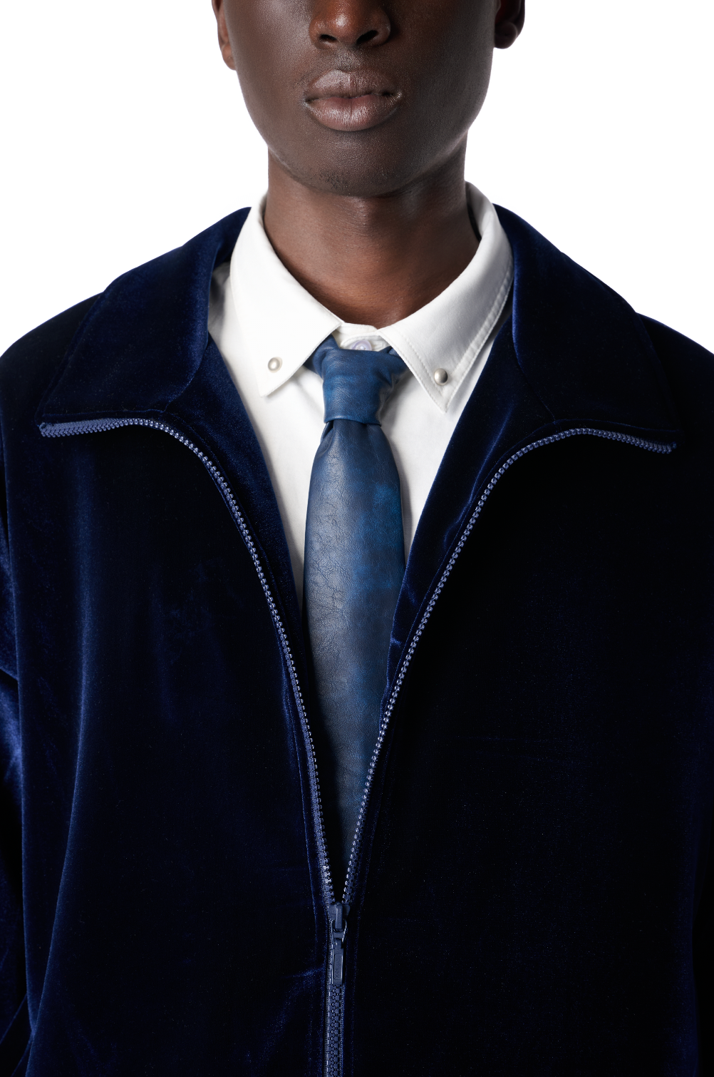 Royal Navy Velvet Jacket | Embroidered Star Graphic Streetstyle