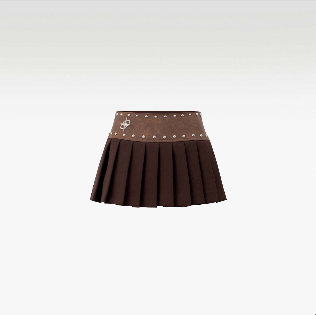 Wild Moss Skirt | Chocolate Wool Faux Leather Designer Streetwear