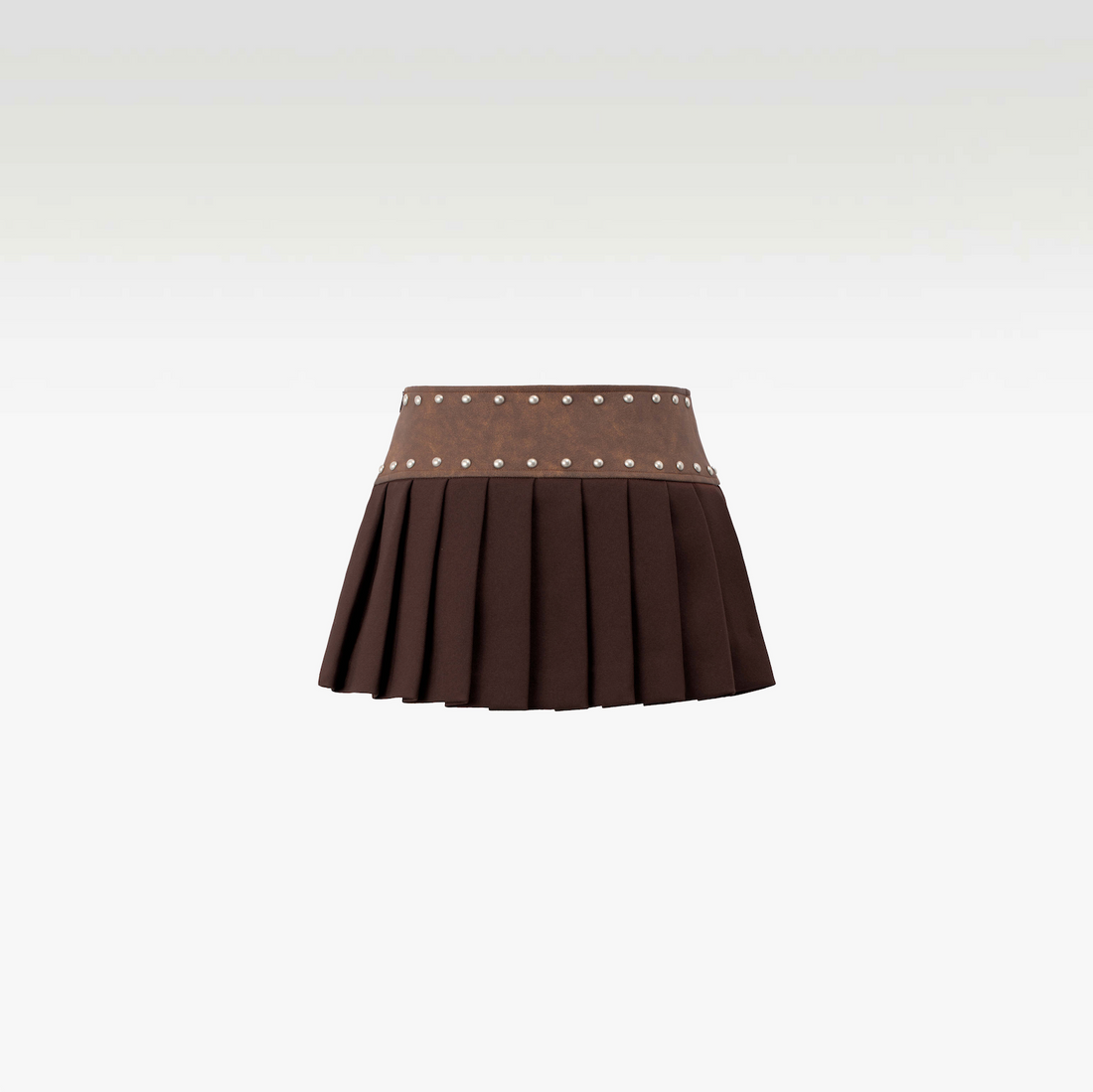 Wild Moss Skirt | Chocolate Wool Faux Leather Designer Streetwear