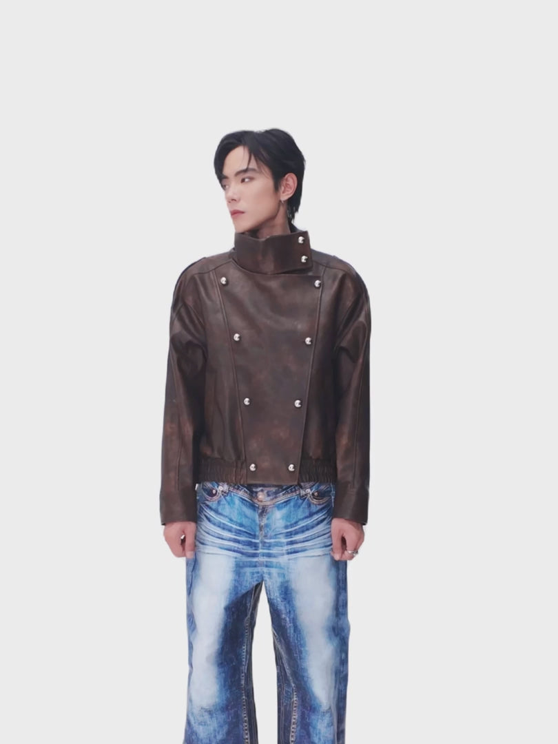 The Lobby Scene Dro Faux Leather Jacket | Oversized High-Collar Streetwear Statement