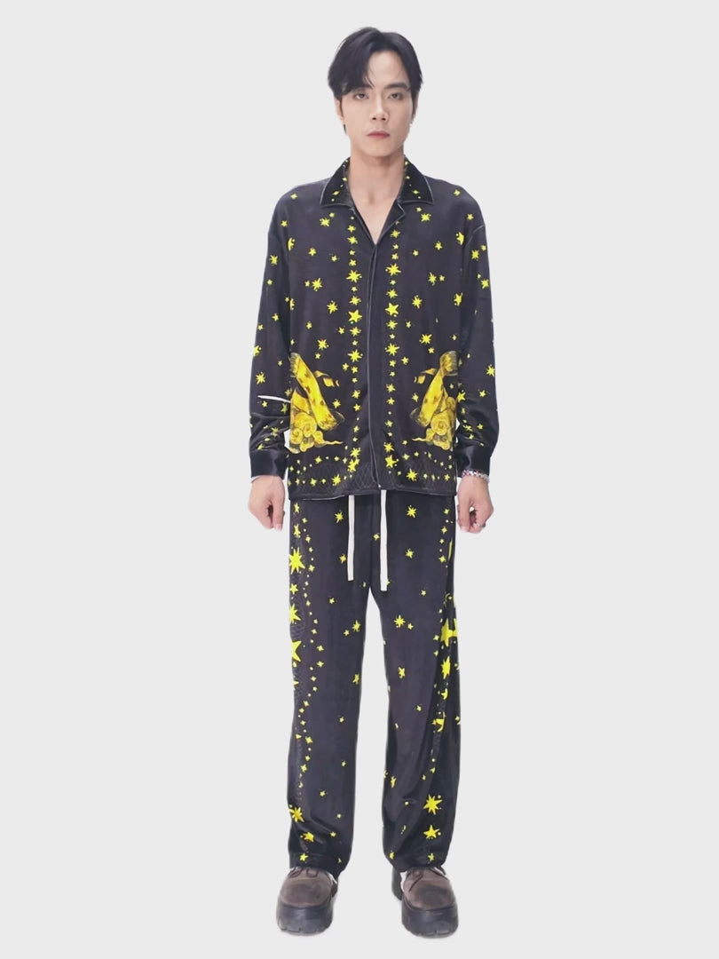 The Celestial Inheritance Velvet Shirt | Premium Velvet Relaxed Celestial