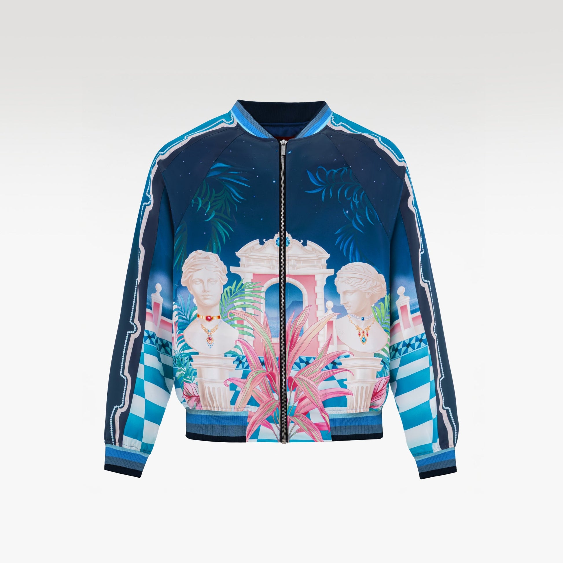 The Playa Duke Silk Bomber | Premium Printed Silk Taffeta Luxury Maximalist Tropical Baroque