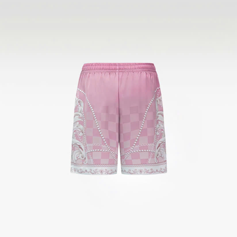 Epiphany Silk Shorts | Premium Printed Silk Tonal Checkerboard Gradient Pink