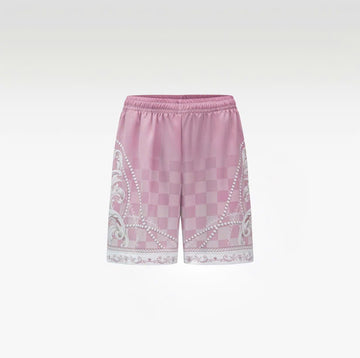 Epiphany Silk Shorts | Premium Printed Silk Tonal Checkerboard Gradient Pink
